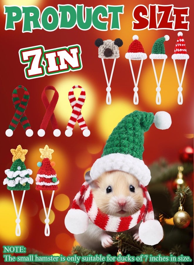 SilTriangle 12 Pieces Christmas Mini Goose Outfits Hat and Scarves 7 Inch Desk Goose Hats with Adjustable Straps Mini Christmas Headwear for Figurine Keychain Holder - Image 4